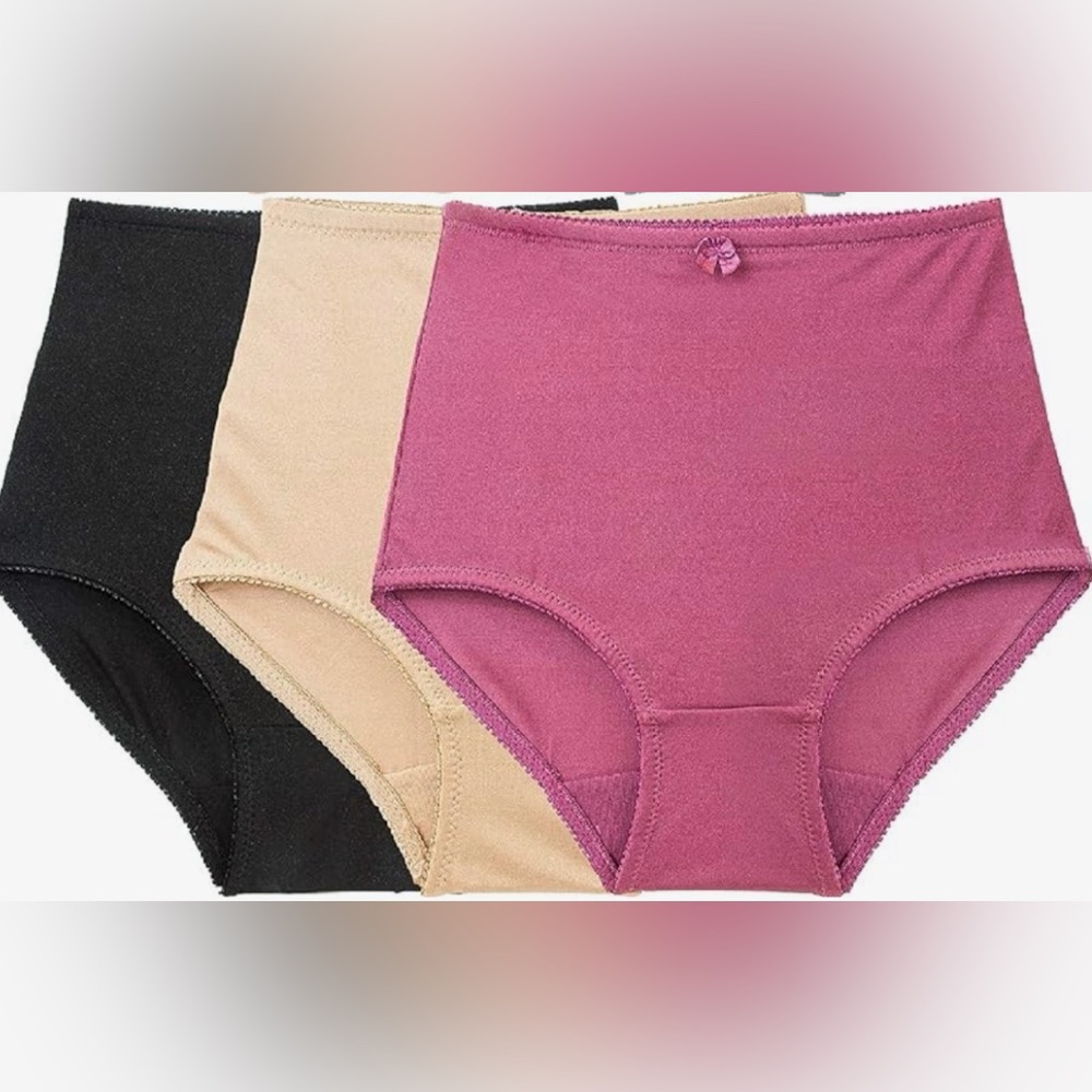 Barbra 3 Cotton Blend Briefs in Pink, Grey, and Taupe Size 2XL